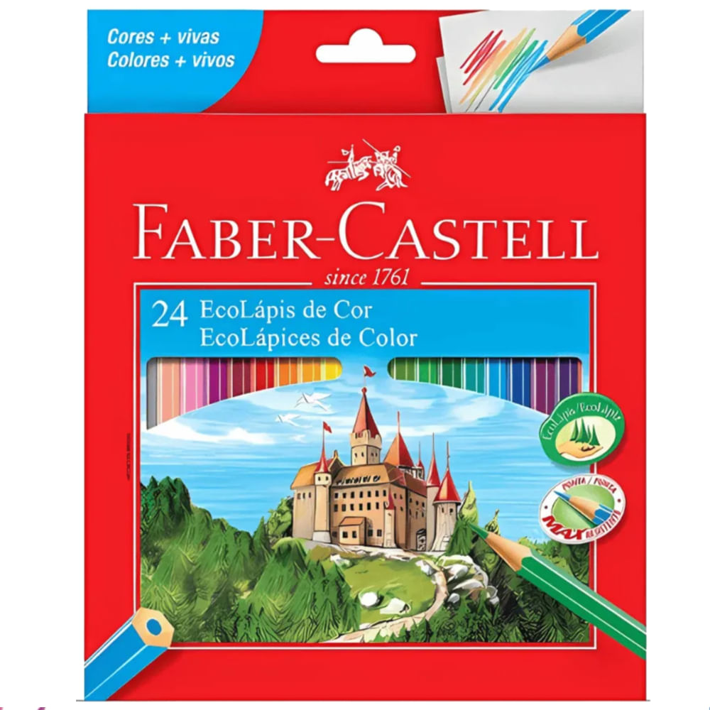 Lápis de Cor Ecolápis 24 Cores Faber-Castell Sextavado